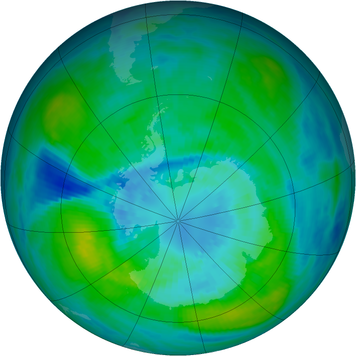 Antarctic ozone map for 29 March 1981